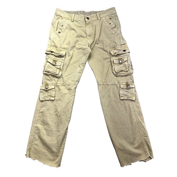 Junye Jeans Men’s Size 36 Cargo Pants Tan Yellow Sand Military Tactical Grunge‎ - Picture 1 of 16